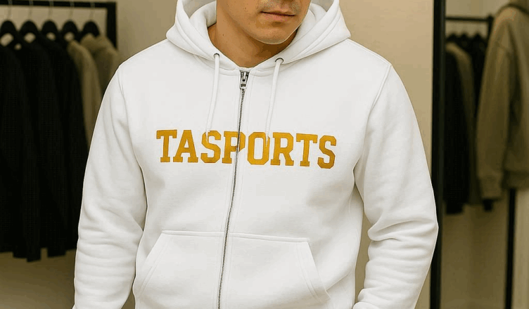 tuta jogging TASPORTS oro e bianca ricamata 100% cotone