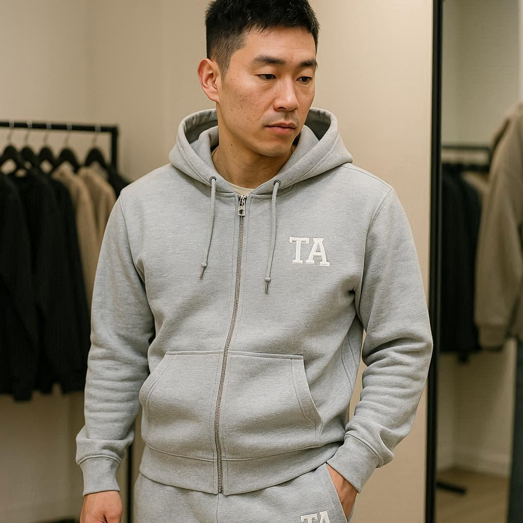 tuta jogging TA grigia ricamata 100% cotone