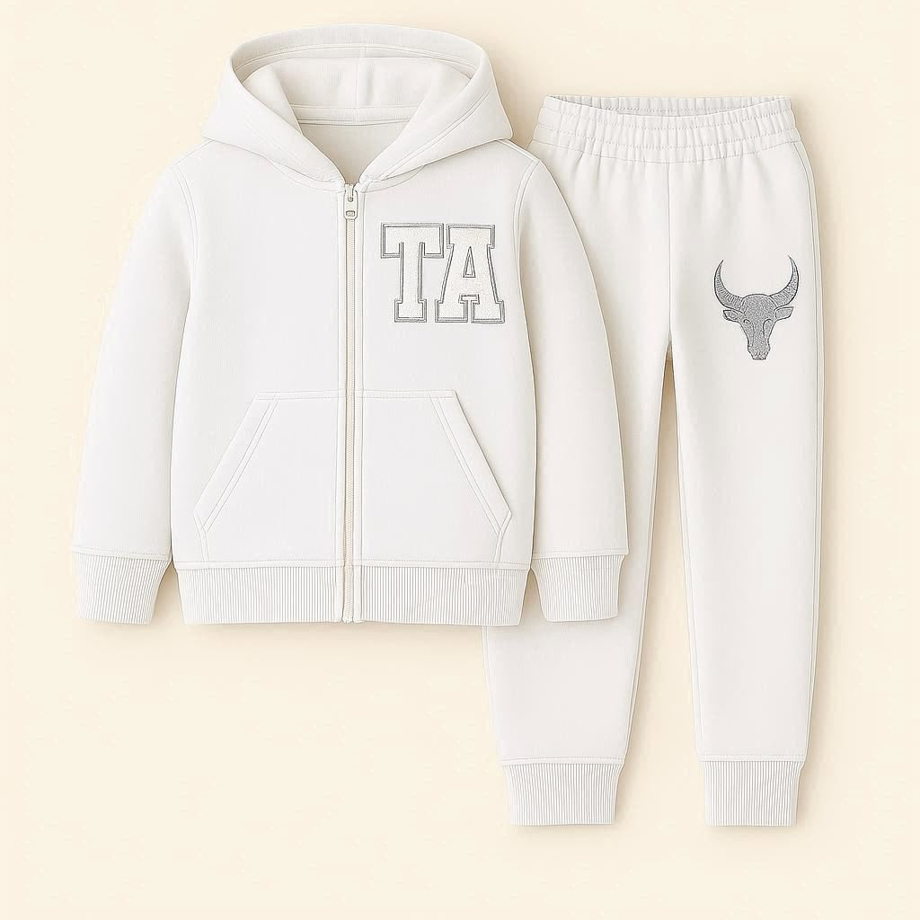 tuta jogging TA toro bianca bambino ricamata 100% cotone