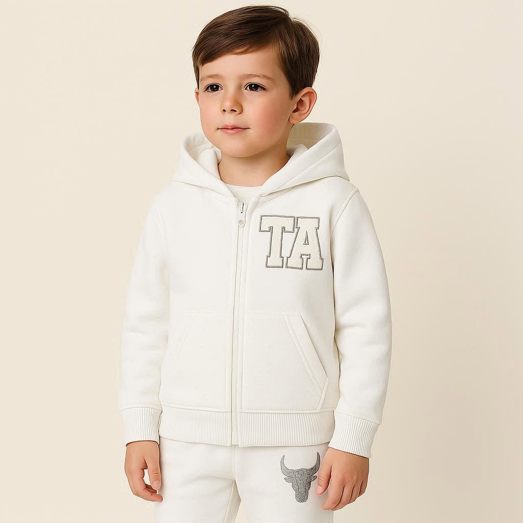 tuta jogging TA toro bianco bambino ricamata 100% cotone